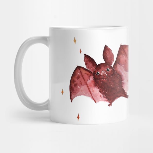 Cute red bat by Hana Nekrep Art